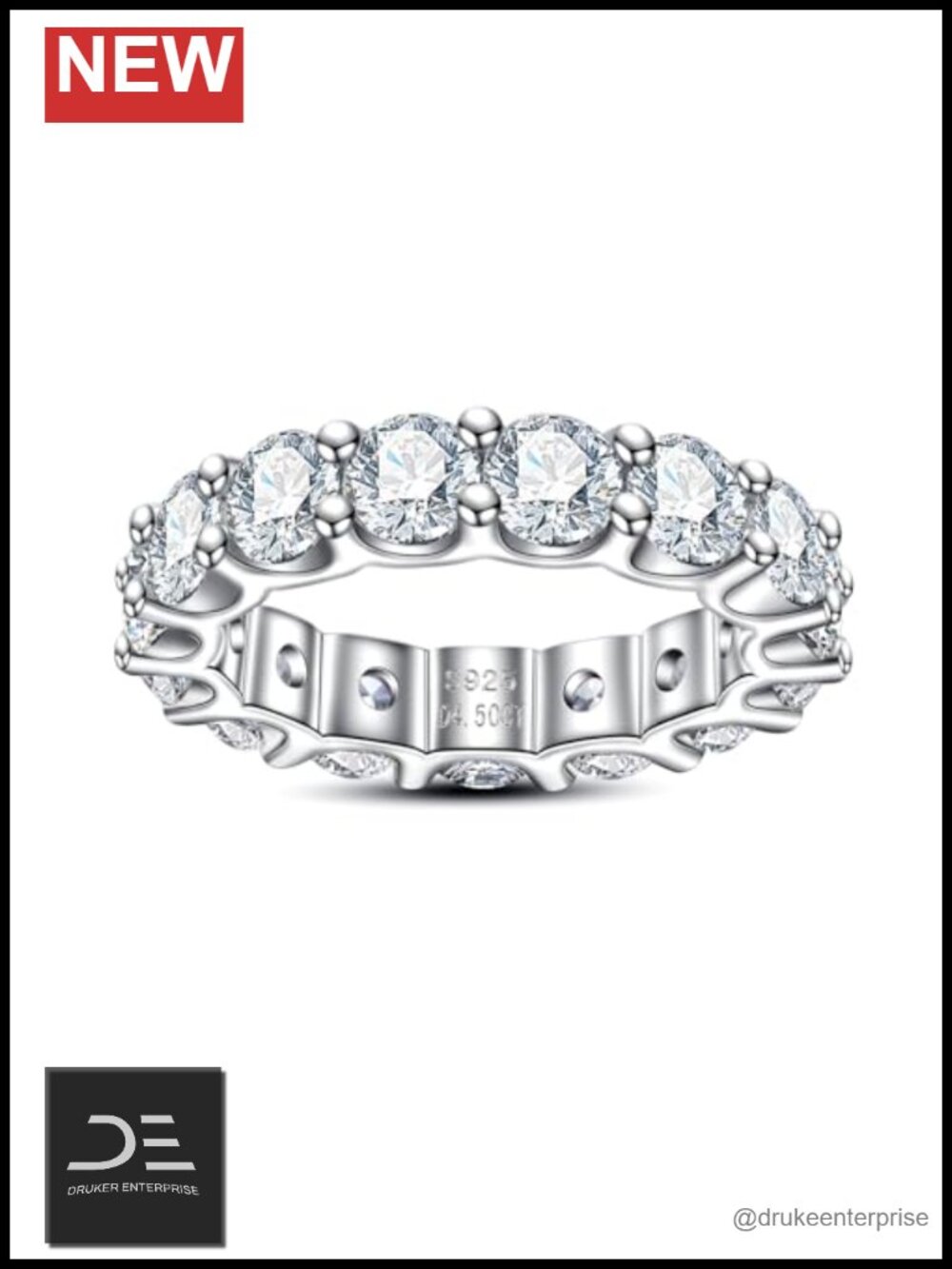 Moissanite Eternity Ring S925 Sterling Silver Wedding Band